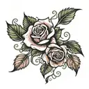 rose vine with pedals falling leaves tattoo design idea