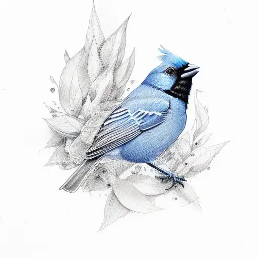 blue bird and cardinal  tattoo design idea