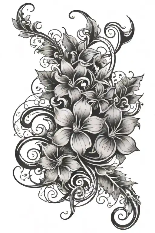 Flower tendril tattoo design idea
