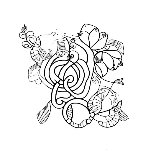 blossom word with string of fate tattoo design idea
