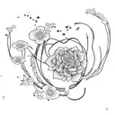 blossom word with string of fate tattoo design idea