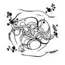 blossom word with string of fate tattoo design idea