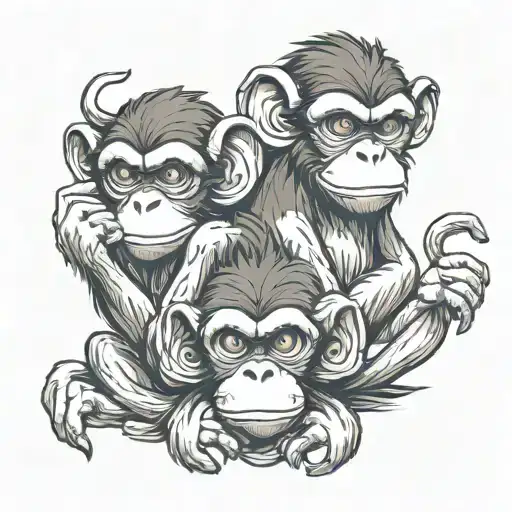 see no evil hear no evil speak no evil monkey  tattoo design idea