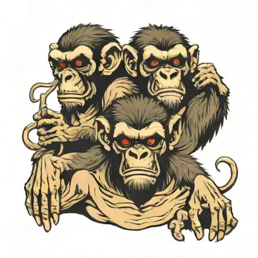 see no evil hear no evil speak no evil dead monkeys  tattoo design idea