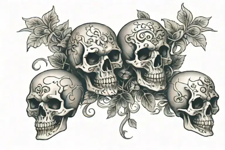 skulls and shamrocks tattoo design idea
