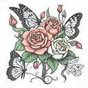 roses. tulips. butterflies. ladybugs tattoo design idea