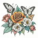 roses. tulips. butterflies. ladybugs tattoo design idea