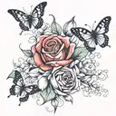 roses. tulips. butterflies. ladybugs tattoo design idea