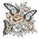 roses. tulips. butterflies. ladybugs tattoo design idea