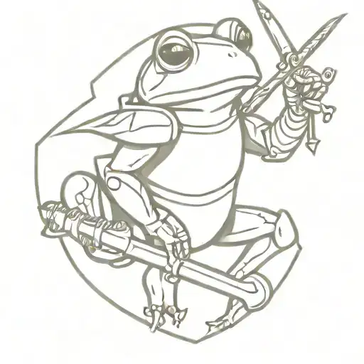 frog knight full armour holding sword tattoo design idea
