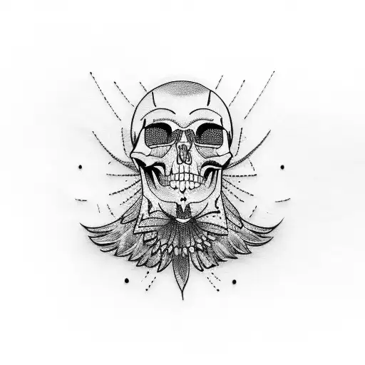 crow with skull tattoo design idea