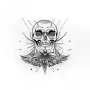 crow with skull tattoo design idea