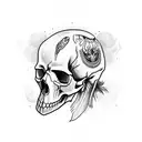 crow with skull tattoo design idea