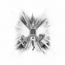 A black work tattoo incorporating the album covers of bon jovi, def leppard and guns n' roses tattoo design idea