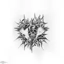 A black work tattoo incorporating the album covers of bon jovi, def leppard and guns n' roses tattoo design idea