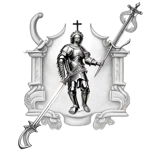st michael with sword and armor to go on an arm tattoo design idea