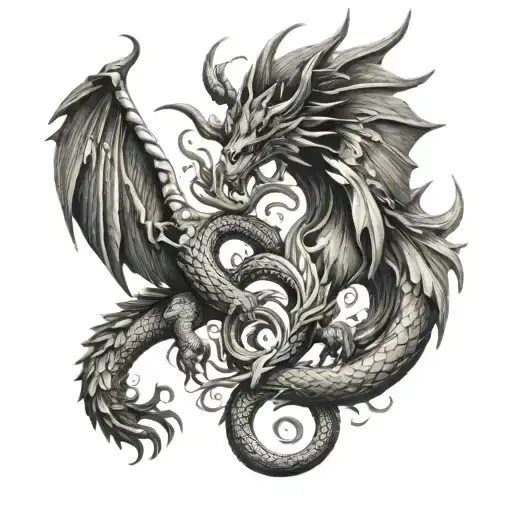 dragon and phoenix tattoo design idea