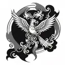 two symmetrical Phoenix one either Side of the chest shoulder and arm tattoo design idea