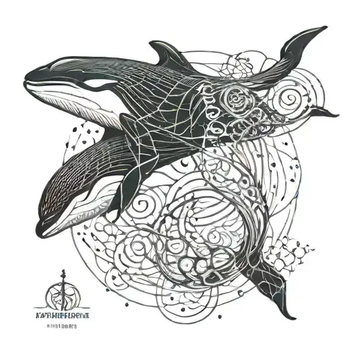A unique tattoo of a DNA strand morphing into a killer whale, combining your love for science and ocean animals in a creative way tattoo design idea