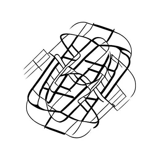 A minimalist design of a DNA double helix intertwined with waves tattoo design idea