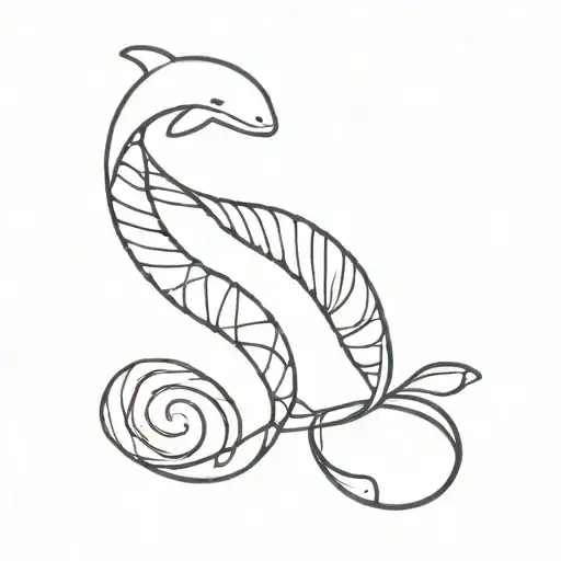 A unique tattoo of a DNA strand morphing into a killer whale, combining your love for science and ocean animals in a creative way tattoo design idea