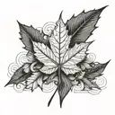 maple leaf and ocean waves   tattoo design idea