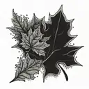 maple leaf and ocean  tattoo design idea