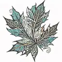 maple leaf and ocean waves   tattoo design idea