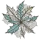 maple leaf and ocean waves   tattoo design idea