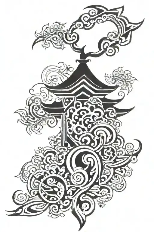 poly asian design for half sleeve tattoo design idea