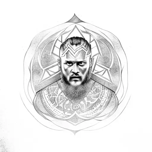 Ragnar Lothbrok with runes tattoo design idea