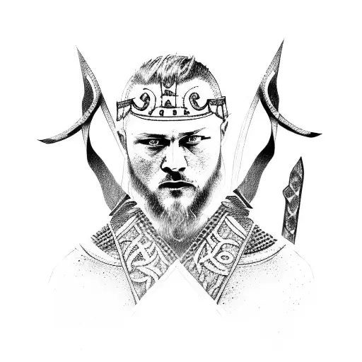 Ragnar Lothbrok with runes and axe tattoo design idea