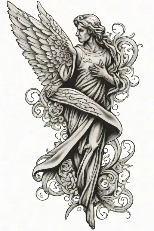 Angel Wings Dad Memorial tattoo design idea