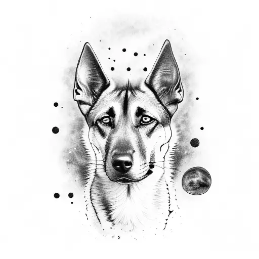 galaxy belgian malinois LSD tattoo design idea