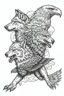 wolves and eagle tattoo design idea