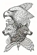 wolves and eagle tattoo design idea