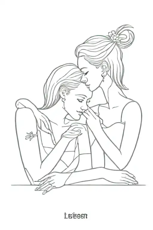 lesbian couple tattoo design idea
