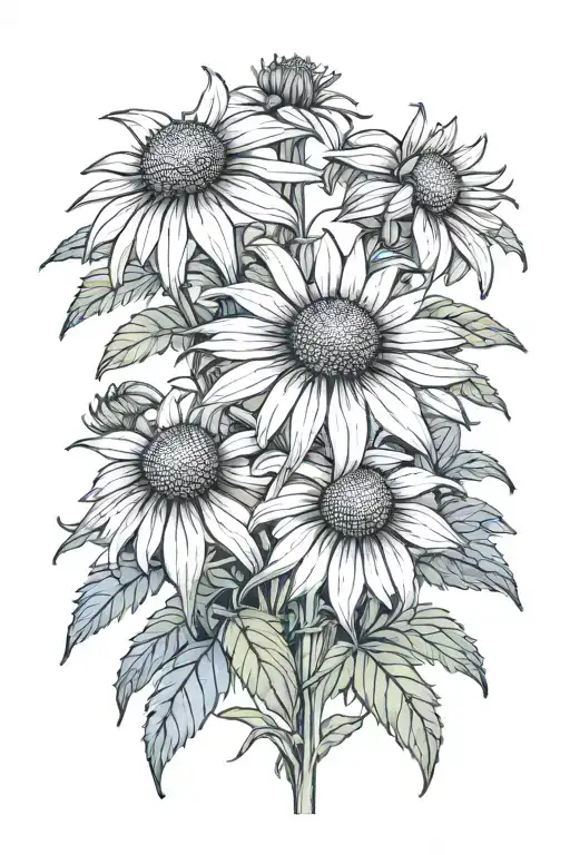 echinacea flower intertwined representing life survived  tattoo design idea