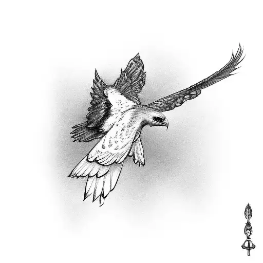 hedwig flying with letter in talons tattoo design idea