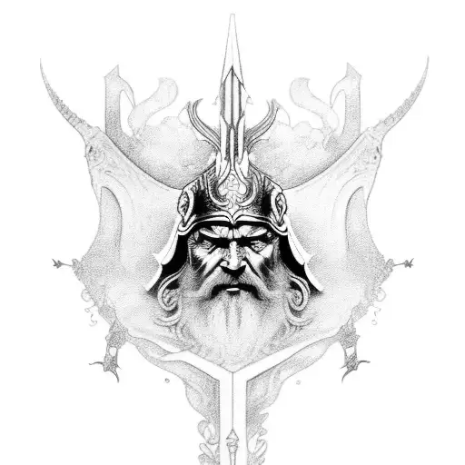 Odin with freki and Gery hugin munin gungnier and sleipnir tattoo design idea