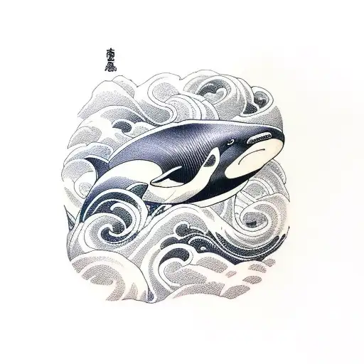 orca with waves  tattoo design idea
