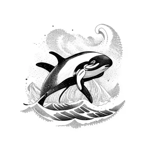orca with waves  tattoo design idea