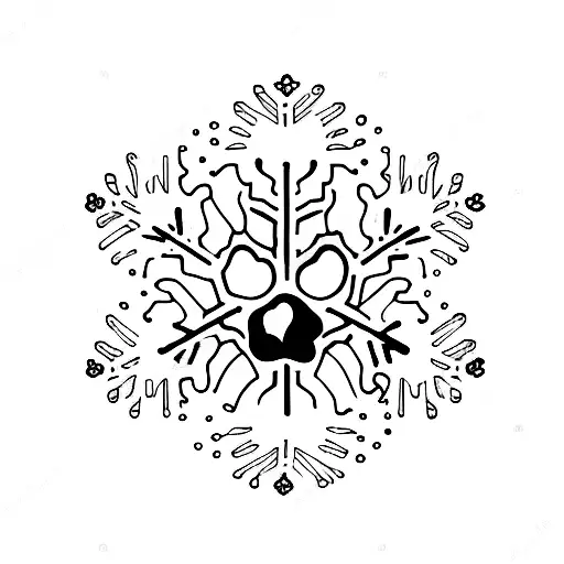 a dogs paw with snowflake elements tattoo design idea