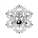 a dogs paw with snowflake elements tattoo design idea