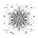 a dogs paw with snowflake elements tattoo design idea