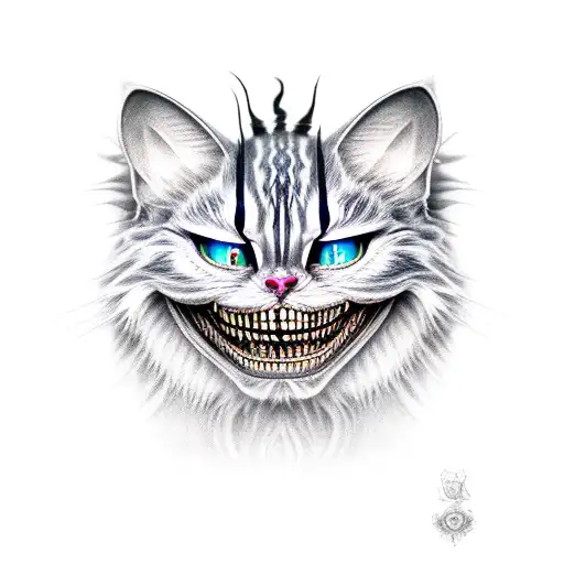 american mcgee alice cheshire cat, two heads tattoo design idea