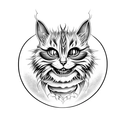 american mcgee alice cheshire cat, two heads tattoo design idea