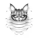 minimalistic american mcgee alice cheshire cat, two heads tattoo design idea