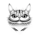 minimalistic american mcgee alice cheshire cat, two heads tattoo design idea