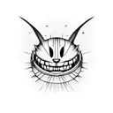 minimalistic american mcgee alice cheshire cat, two heads tattoo design idea